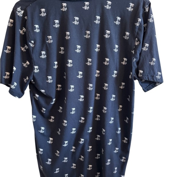 Molokai Surf Co Men’s Polo Shirt Blue White Palm Tree Print Medium Cotton Blend - Picture 4 of 8